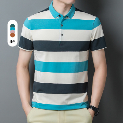 男装短袖T恤男新款商务休闲中青年男士纯色翻领polo衫男打底上衣