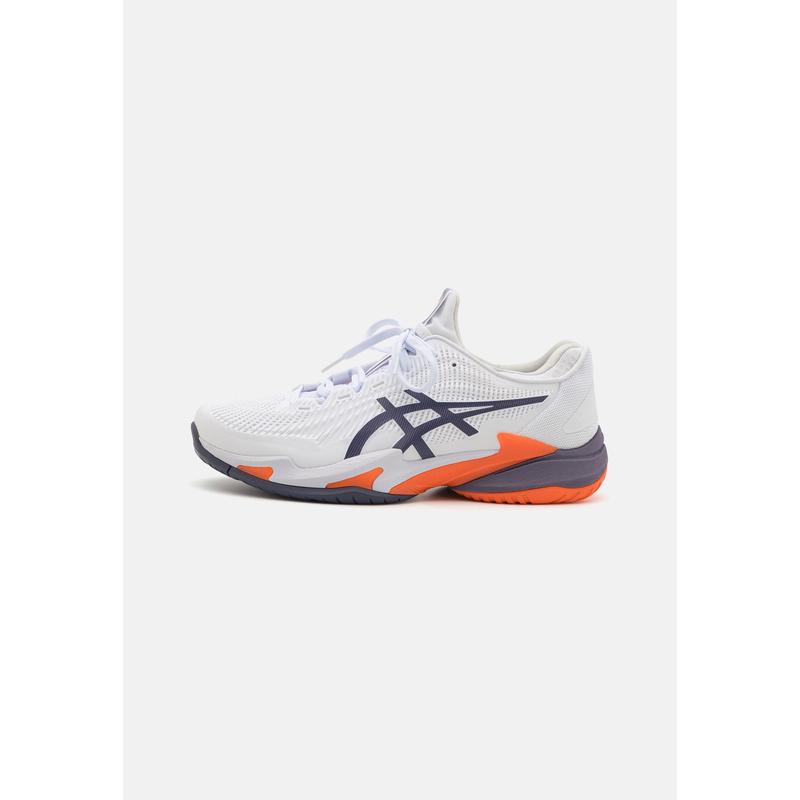 Asics/亚瑟士男子多功能网球场橡胶底透气缓震网球鞋白色灰紫色