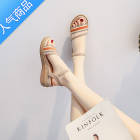 SUNTEK气质松糕罗马坡跟凉鞋女夏季厚底2023年新款配裙子仙女风网红超火