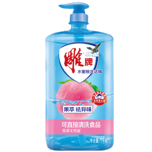 雕牌洗洁精水蜜桃1kg擦码款去腥去重油无残留果蔬餐具通用家用洗涤剂碗液果蔬