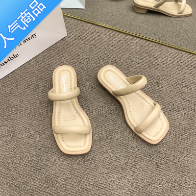 SUNTEK拖鞋外穿女夏季时尚2023新款罗马凉鞋设计感软底半拖沙滩凉拖鞋子