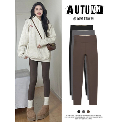 咖色鲨鱼裤女外穿新款春秋季高腰显瘦芭芘瑜伽薄款加厚打底裤