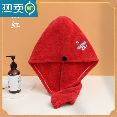 敬平干发帽女新款速干快速强吸水头巾可爱加厚浴帽网红同款2021干毛巾 中国红