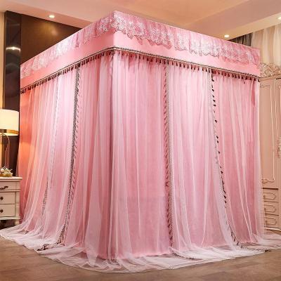 美帮汇家用蚊帐1.5m1.8米床1.2卧室床幔三开不锈钢支架遮光床帘一体式