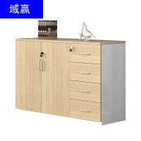 域赢木质二门储物柜带锁小柜子员工办公柜办公柜子矮柜抽屉款1200*400*800