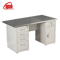 DXBG铁皮加厚办公桌钢制办公室电脑桌子加厚款1.4米五斗一门