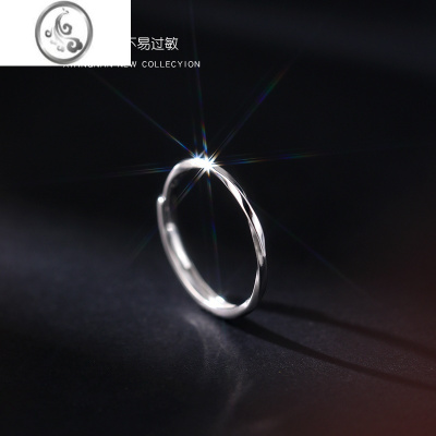 JiMi[]925银银素圈戒指小众设计食指戒简约冷淡风指环百搭饰品