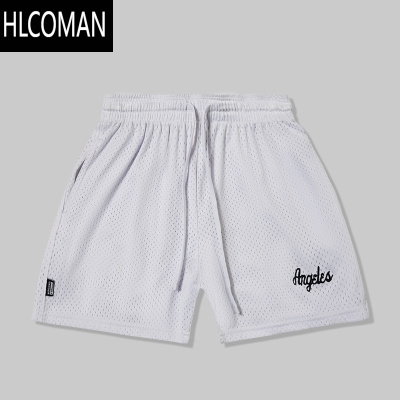 HLCOMANFIND BT双层网刺绣美式短裤速干 跑步运动透气网眼篮球裤男