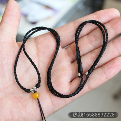 软编织玉佩吊坠挂绳细项链绳子男女款戒指平安扣黄金红黑绿锁骨链_2