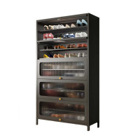 DXBG家用门口鞋柜室内入户储物柜一体翻门钢制5门10层100宽-灰