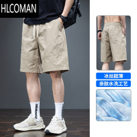 HLCOMAN男士冰丝短裤夏季2025新款网眼速干运动潮牌外穿百搭五分工装裤子