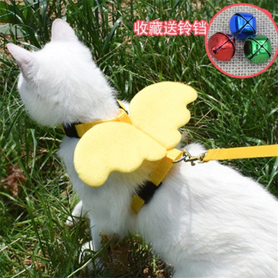 猫绳遛猫绳猫咪牵引绳法耐防挣脱溜猫绳胸背带猫牵引绳猫项圈猫咪用品咖啡-色带天使中型（建议15斤内用）