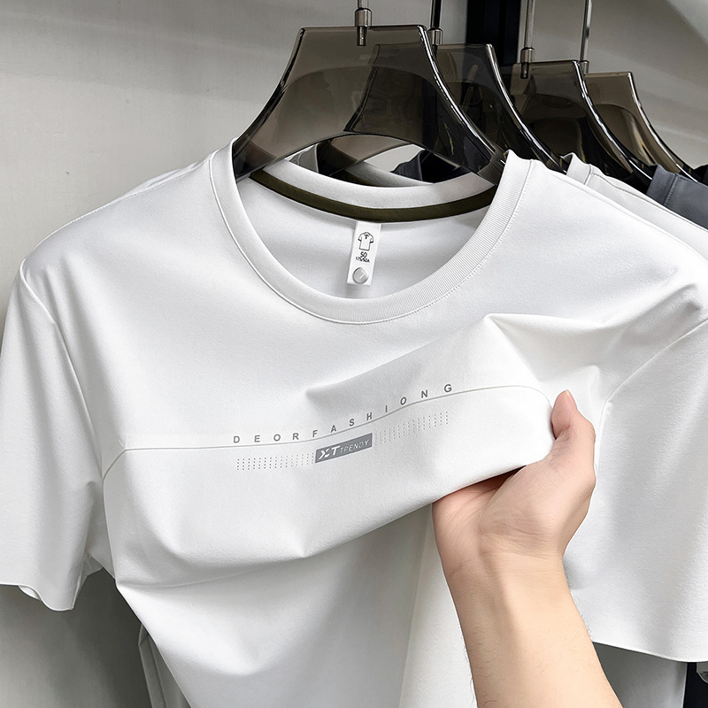 超声波冰丝圆领短袖男T恤2026夏季新款锦氨无痕弹力透气男士T恤