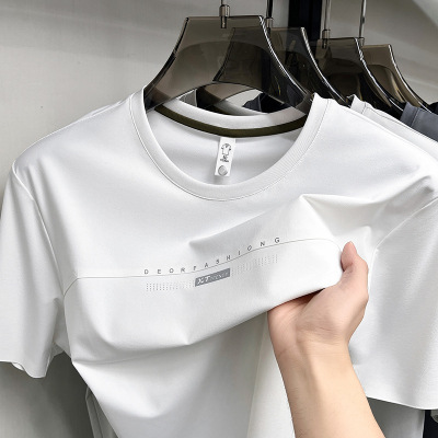 超声波冰丝圆领短袖男T恤2026夏季新款锦氨无痕弹力透气男士T恤