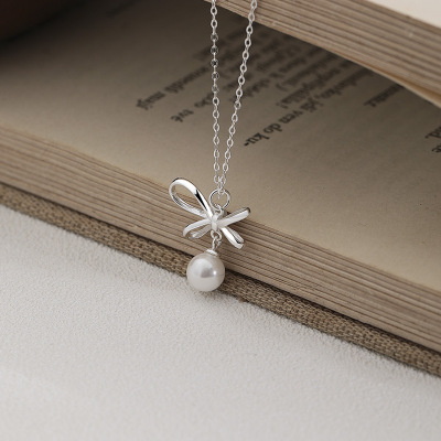 蝴蝶结项链女s999足银轻奢小众颈链2025新款高级设计感灵动锁骨链送女朋友老婆情人节七夕生日礼物