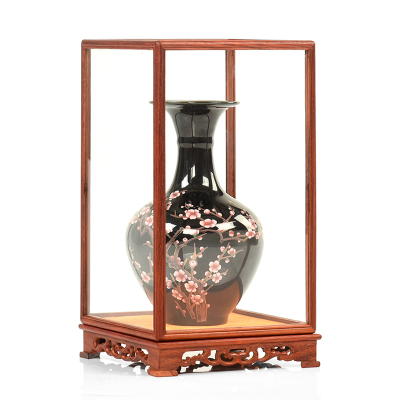 红木玻璃罩防尘罩佛龛宝笼摆件佛像工艺品奇石古董展示盒定制实木