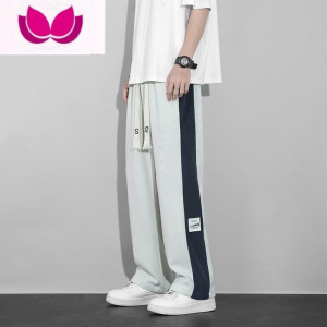 七斓高街直筒垂感加长裤子男高个子宽松运动夏季港风潮休闲裤卫裤