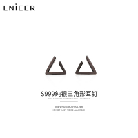 S999纯银养耳洞耳钉女三角形耳环睡觉免摘简约几何养耳棒学生耳饰