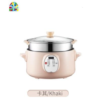 智能预约家用电蒸锅多功能大容量多层蒸笼蒸格自动断电火锅一体锅 FENGHOU 卡其色24cm(智能版)单层蒸格