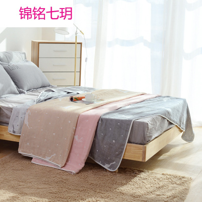 锦铭七玥厂家直销 纯棉四层单纱小鹿毛巾被 婴儿被母子被空调毯/夏凉毯