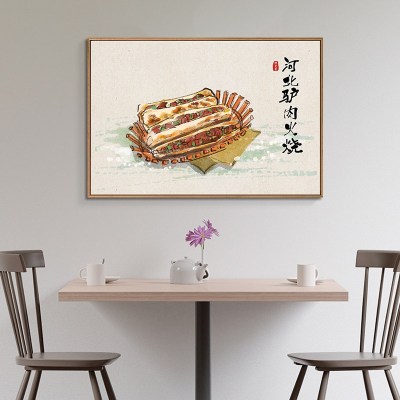 美食挂画餐馆菜色墙面壁画餐厅甜品店小食装饰画 f款-河北驴肉火烧 40