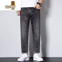 YANXU牛仔裤男士基础简约九分裤子潮牌宽松直筒休闲长裤2023新款