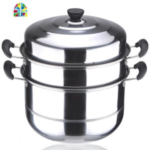 蒸锅不锈钢3层 加厚蒸锅 二层2层电磁炉汤锅 煤气炉锅具 FENGHOU 32cm加厚:买一送六