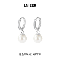 925纯银珍珠耳圈耳钉女耳扣2025新款潮养耳洞圆圈轻奢高级感耳饰送女朋友老婆情人节七夕生日礼物
