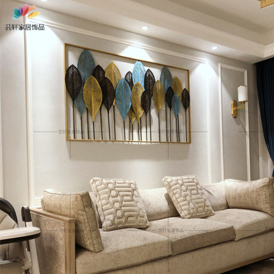 北欧沙发背景墙装饰壁挂客厅玄关墙面创意墙饰壁饰金属装饰品挂件三维工匠金色框150*92cm横款-