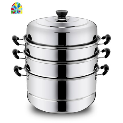 大蒸锅不锈钢2层三层加厚蒸笼3层蒸格汤锅火锅双层煤气电磁炉锅具 FENGHOU 三层 32cm