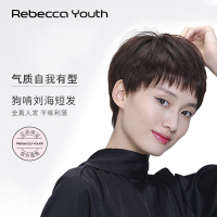 瑞贝卡假发女狗啃刘海短直发全真人发全手织蓬松自然精致时尚头套