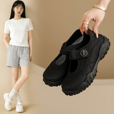 2026春季新款魔术贴小白鞋女百搭透气学生板鞋休闲鞋厚底