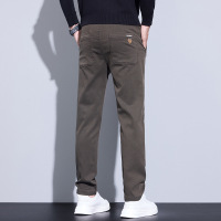 秋冬新款厚款莱赛尔裤子男生天丝修身弹力直筒纯色商务休闲裤男士