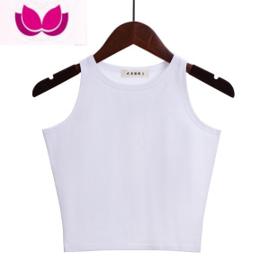 七斓性感露脐装短款无袖t恤女夏韩版修身圆领打底衫紧身高腰上衣