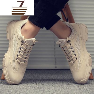 尗卡马丁靴男透气真皮短靴子男士板鞋低帮工装鞋英伦百搭休闲潮鞋