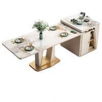 锦北 轻奢岩板茶桌椅组合现代多功能岛台茶桌家用一体功夫茶台 1.6米