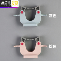 三维工匠2个装免打孔拖把架胶粘不易伤墙免丁壁挂拖把挂钩扫把挂架拖把夹 [2个装]无痕拖把夹(北欧蓝)+(北欧粉)