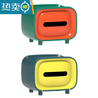 敬平创意抽纸盒现代简约网红款客厅纸巾盒遥控器收纳盒多功能茶几轻奢 2件(活力橙+复古黄)(送眼睛贴纸)