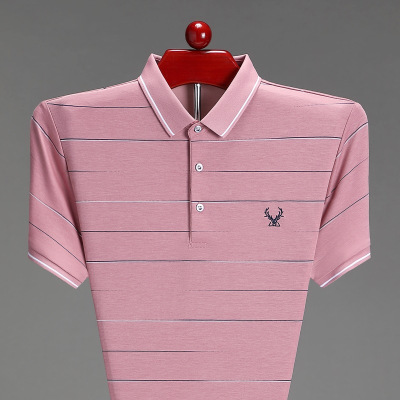 春夏新款男士条纹短袖Polo衫商务休闲青年商务翻领男装新疆棉