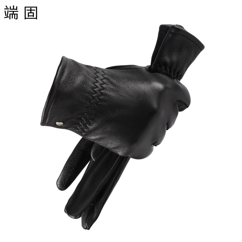 端固男女同款触屏加绒羊皮手套均码D13T/副