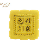 梦克拉 工艺铸金绒沙金月饼摆件 花好月圆