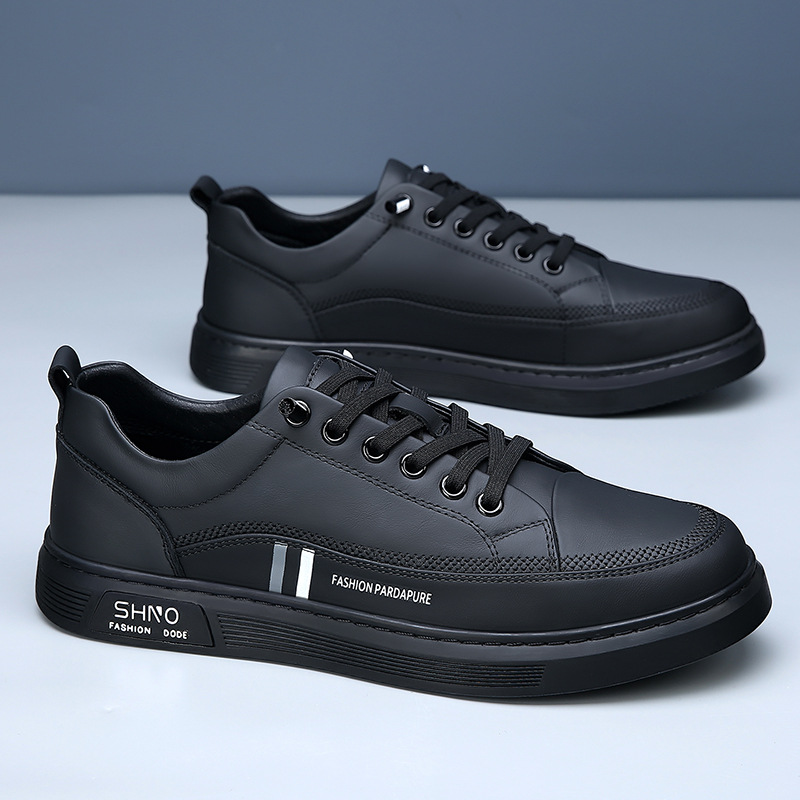 2026年新款真皮小白鞋男潮流百搭一脚蹬真皮透气休闲皮鞋男士板鞋