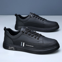 2026年新款真皮小白鞋男潮流百搭一脚蹬真皮透气休闲皮鞋男士板鞋