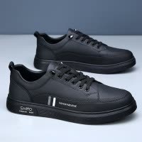 2026年新款真皮小白鞋男潮流百搭一脚蹬真皮透气休闲皮鞋男士板鞋