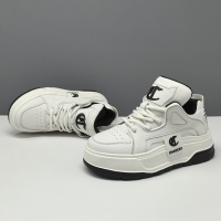 男生头层牛皮厚底板鞋男款潮鞋增高欧洲站男鞋男士透气高帮休闲鞋