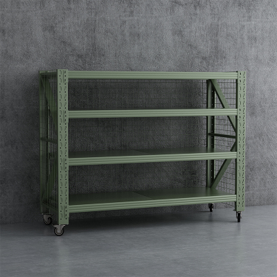 臻远 ZYJJ-HJ-088 可移动货架库房置物架带轮重型货架四层后背带网2000*800*1600mm/500kg