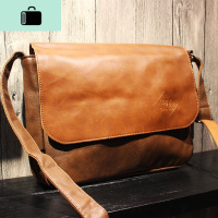 threebox新款复古简约邮差包潮男斜挎包女单肩包PU皮挂包ipad背包NEW LAKE男士斜挎包