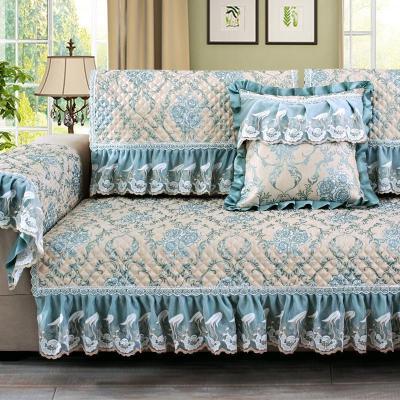 家柏饰(CORATED)欧式四季通用型布艺沙发垫子蕾丝边简约现代客厅防滑贵妃椅套罩