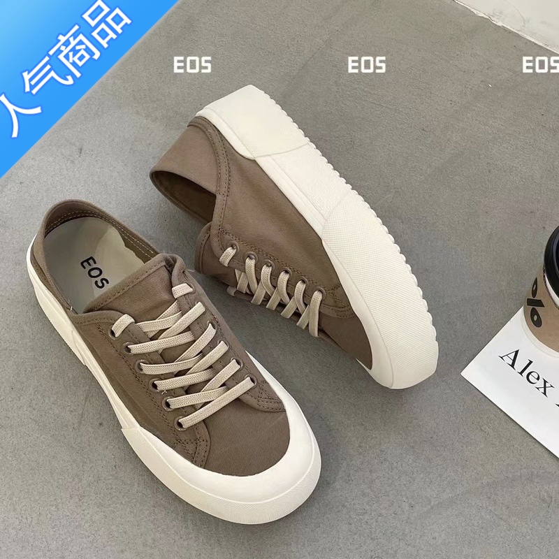 SUNTEKO薰衣草紫~春夏季新款一脚蹬帆布鞋女懒人鞋休闲厚底板鞋6881-9