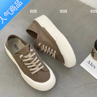 SUNTEKO薰衣草紫~春夏季新款一脚蹬帆布鞋女懒人鞋休闲厚底板鞋6881-9